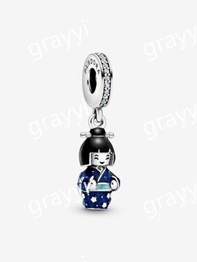 Pandora Japanese Doll in Blue Kimono Dangle Charm